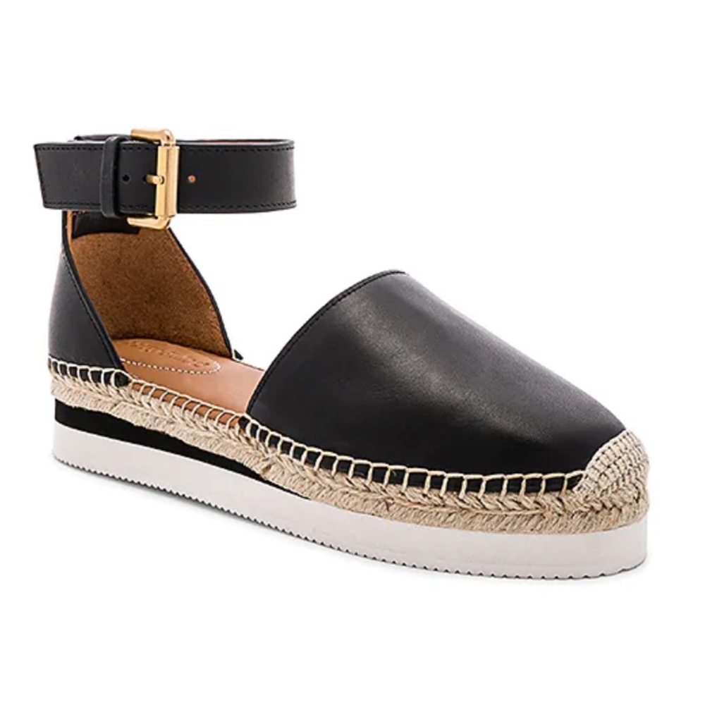 Glyn Espadrille Sandal in Plain Calf Nero & Natural Calf